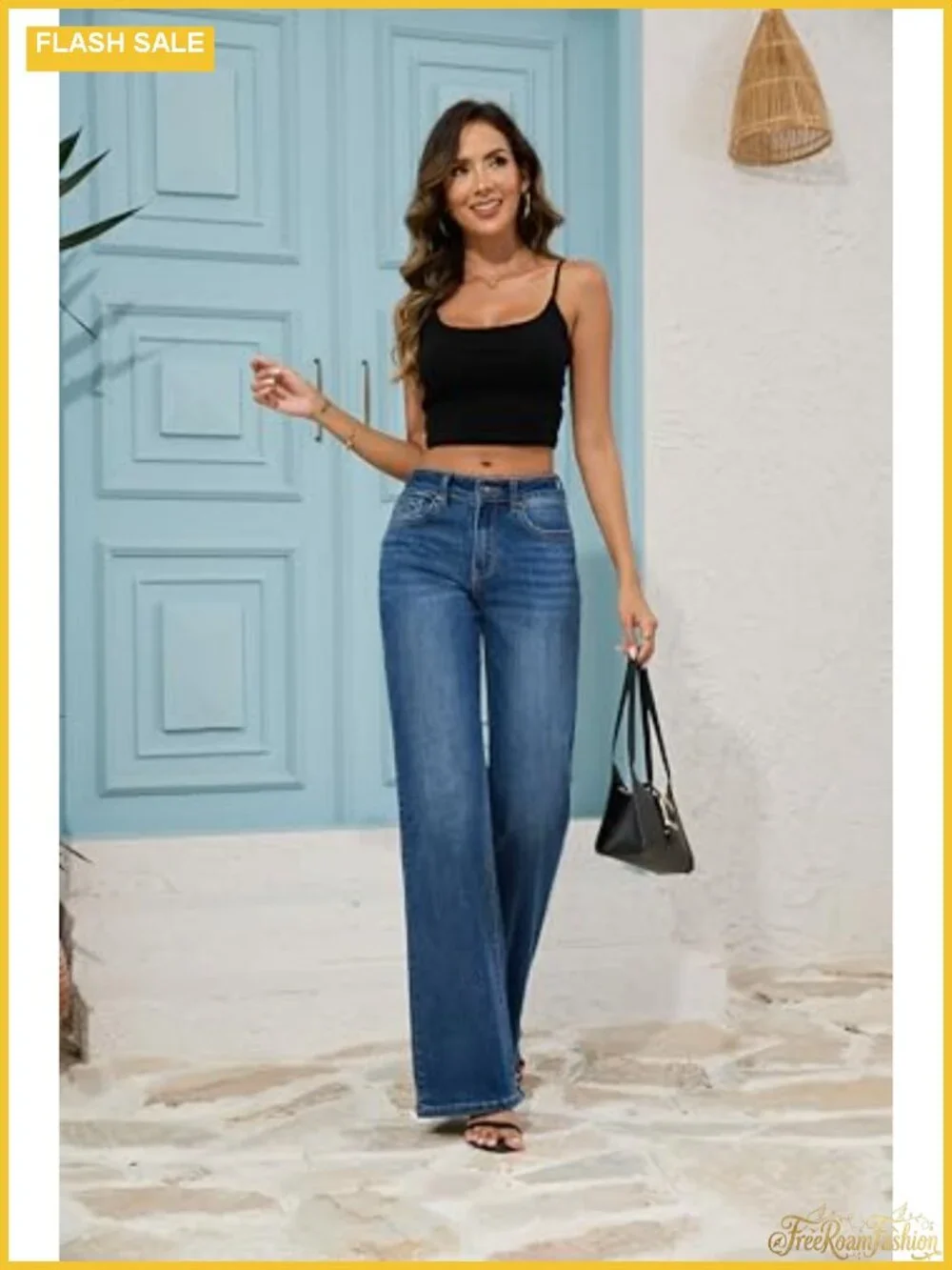 High Rise Wide Leg Flare Bell Bottom Stretch Denim Jeans